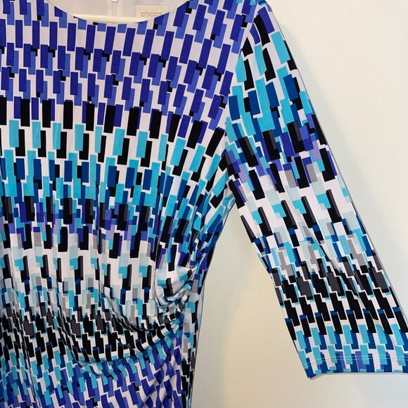 Chicos Geometric Print Dress Size 12/L Polyester/Spandex - Picture 6 of 10